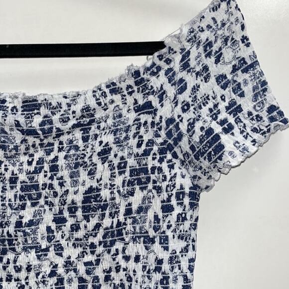 PacSun Lottie Moss smocked crop top size Large blue and white - Picture 3 of 9